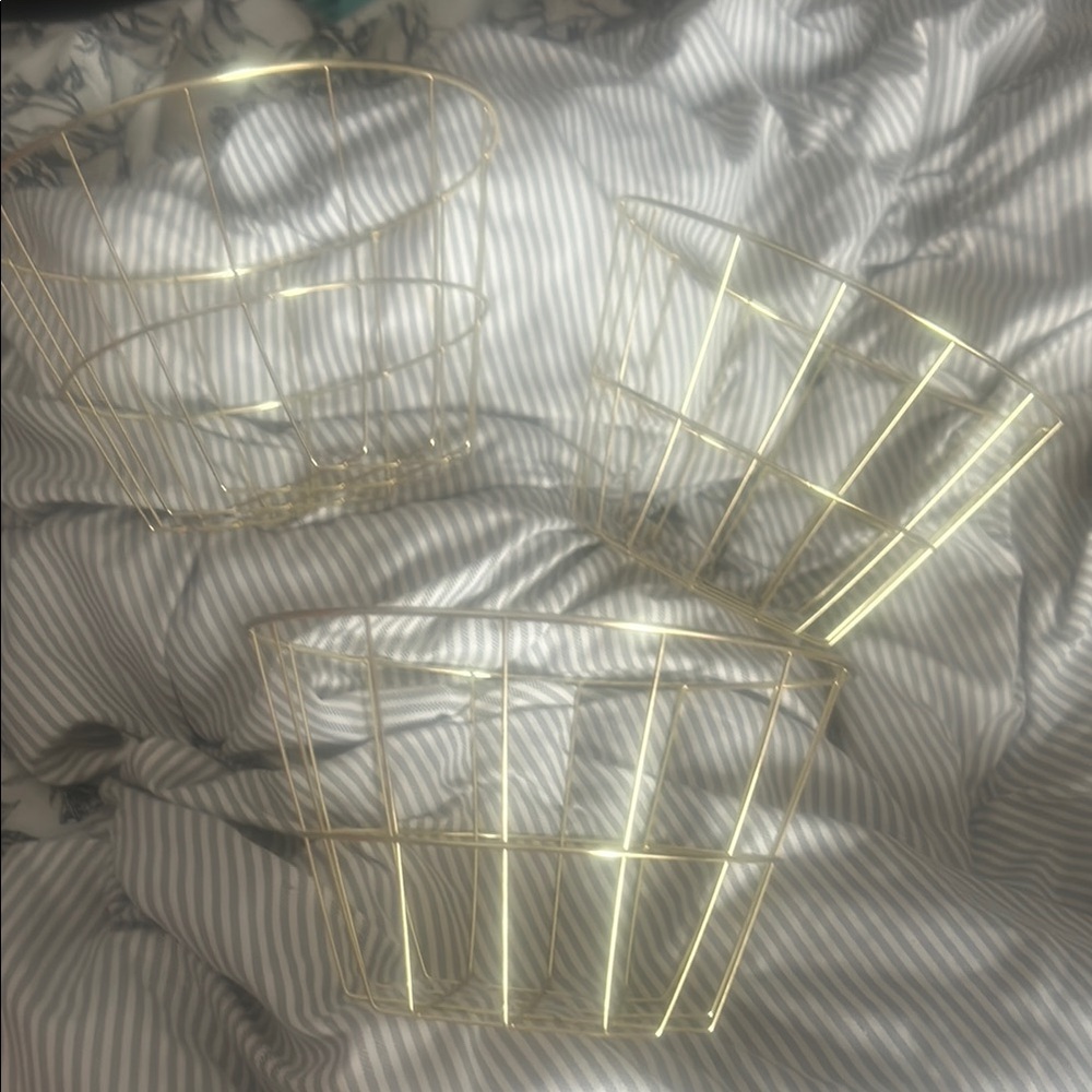 Gold Wire Storage Baskets